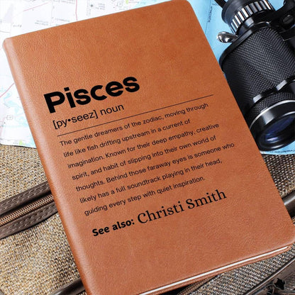 Pisces Zodiac Personalized Definition Leather Journal – view 6