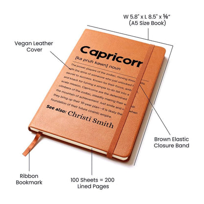 Capricorn Zodiac Personalized Definition Leather Journal – view 3