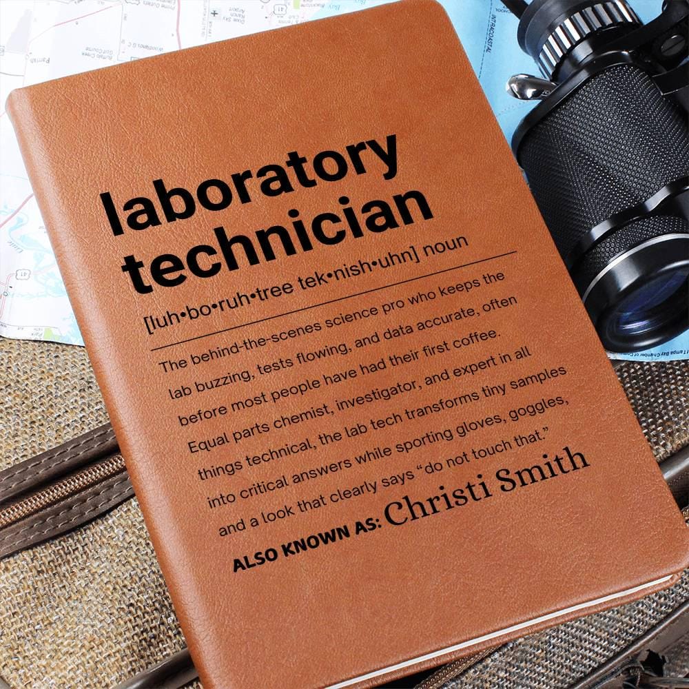 Laboratory Technician Gift Personalized Definition Leather Journal – view 2