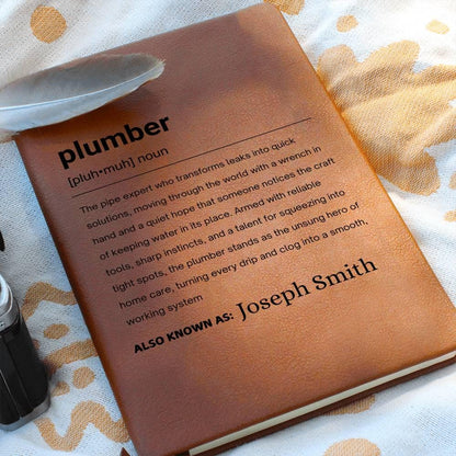 Plumber Gift Personalized Definition Leather Journal
