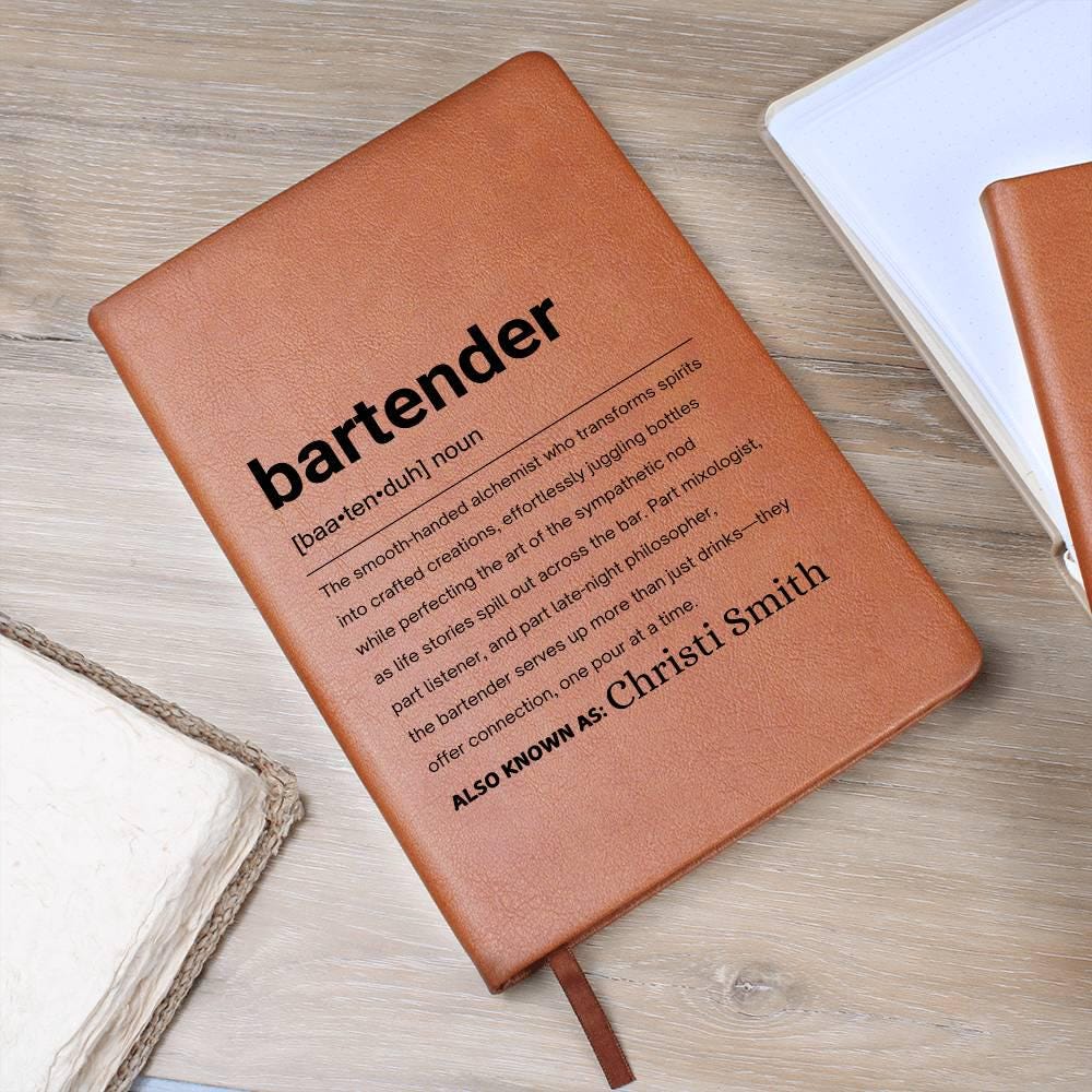 Bartender Gift Personalized Definition Leather Journal – view 9