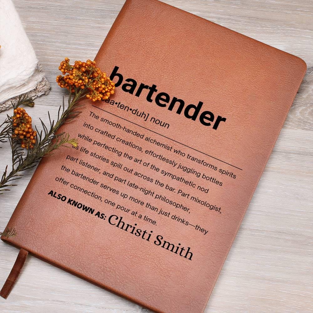 Bartender Gift Personalized Definition Leather Journal – view 8