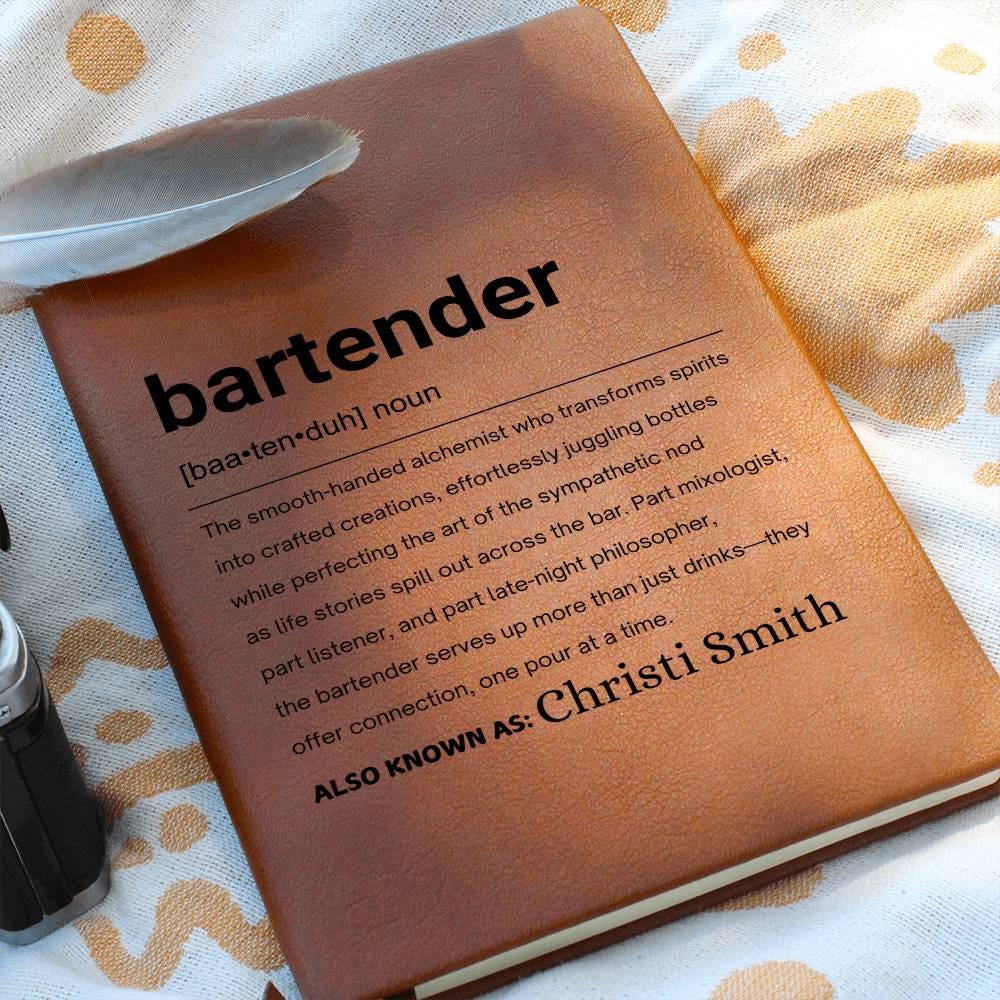 Bartender Gift Personalized Definition Leather Journal