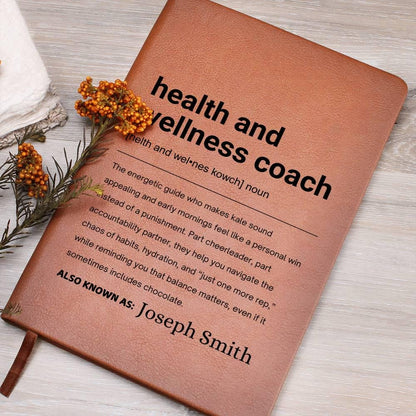 Health and Wellness Coach Gift Personalized Definition Leather Journal – view 5