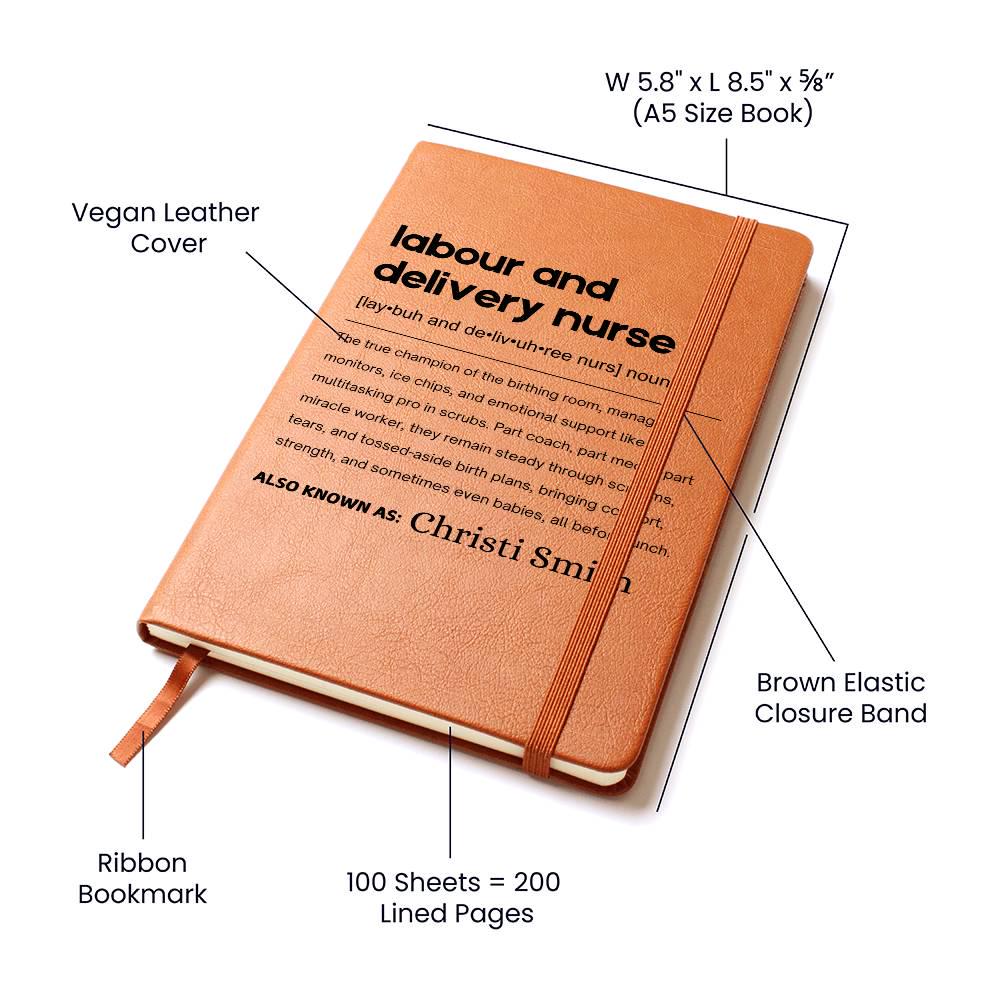 Labor and Delivery Nurse Gift Personalized Definition Leather Journal – view 5