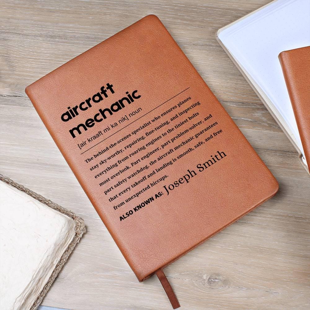 Aircraft Mechanic Gift Personalized Definition Leather Journal – view 8