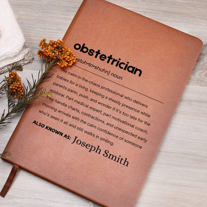 Obstetrician Gift Personalized Definition Leather Journal – view 8