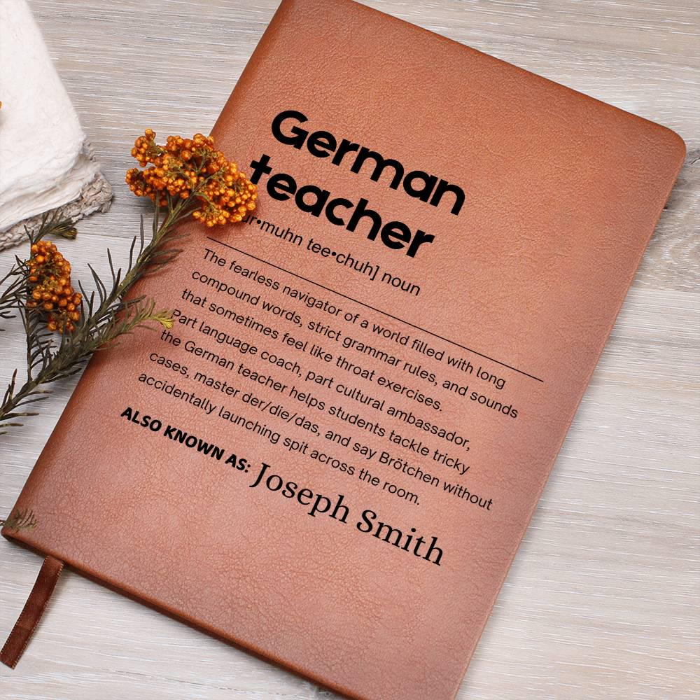 German Teacher Gift Personalized Definition Leather Journal – view 8