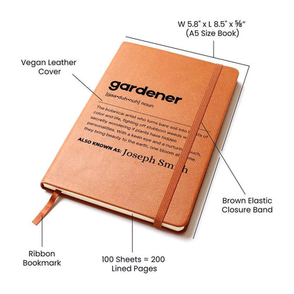 Gardener Gift Personalized Definition Leather Journal – view 5
