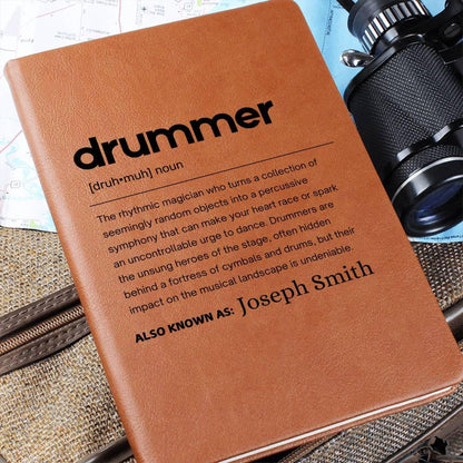 Drummer Gift Personalized Definition Leather Journal – Drumming Gifts – view 2