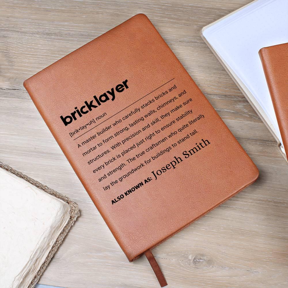 Bricklayer Gift Personalized Definition Leather Journal – view 10