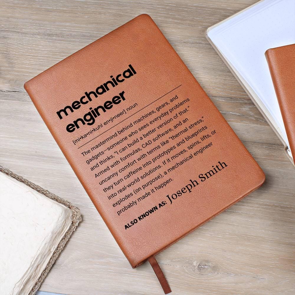 Mechanical Engineer Gift Personalized Definition Leather Journal – view 6