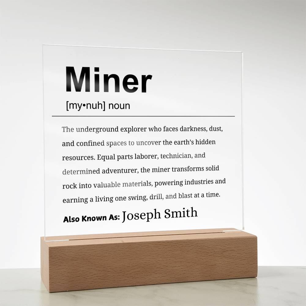 Miner Gift Personalized Definition Acrylic Plaque – Mine Employee Gift – view 7