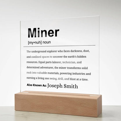 Miner Gift Personalized Definition Acrylic Plaque – Mine Employee Gift – view 8