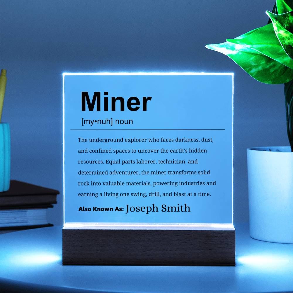 Miner Gift Personalized Definition Acrylic Plaque – Mine Employee Gift – view 3