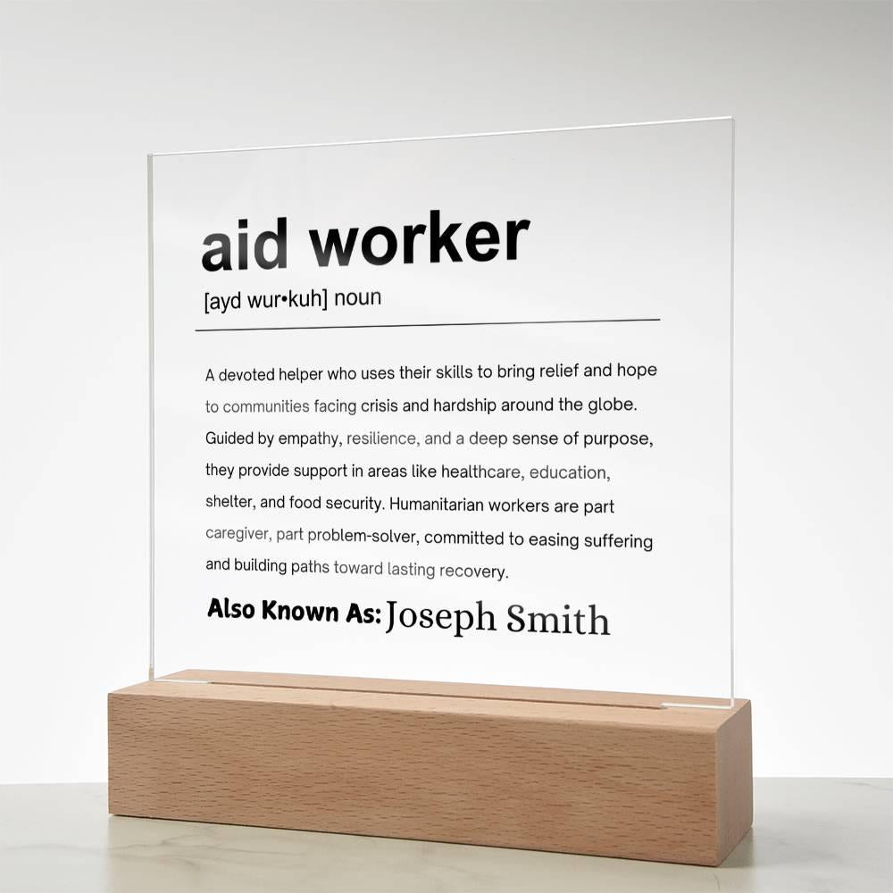Aid Worker Gift Personalized Definition Acrylic Plaque – Social Worker – view 7