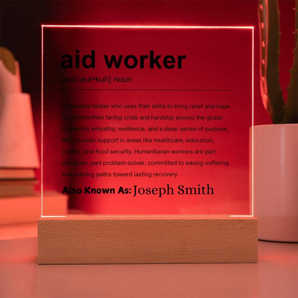 Aid Worker Gift Personalized Definition Acrylic Plaque – Social Worker – view 10
