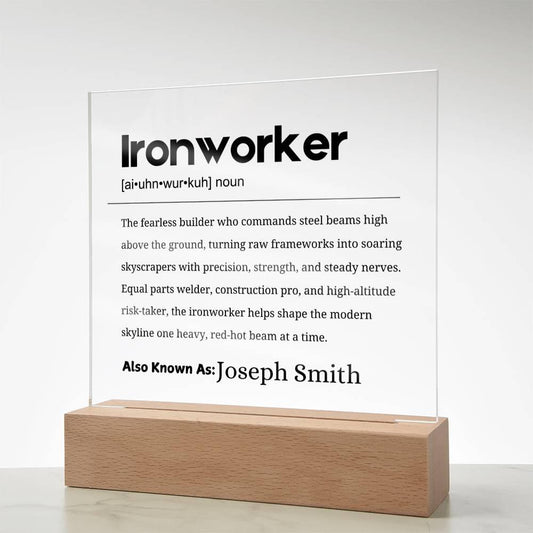 Ironworker Gift Personalized Definition Acrylic Plaque – view 2