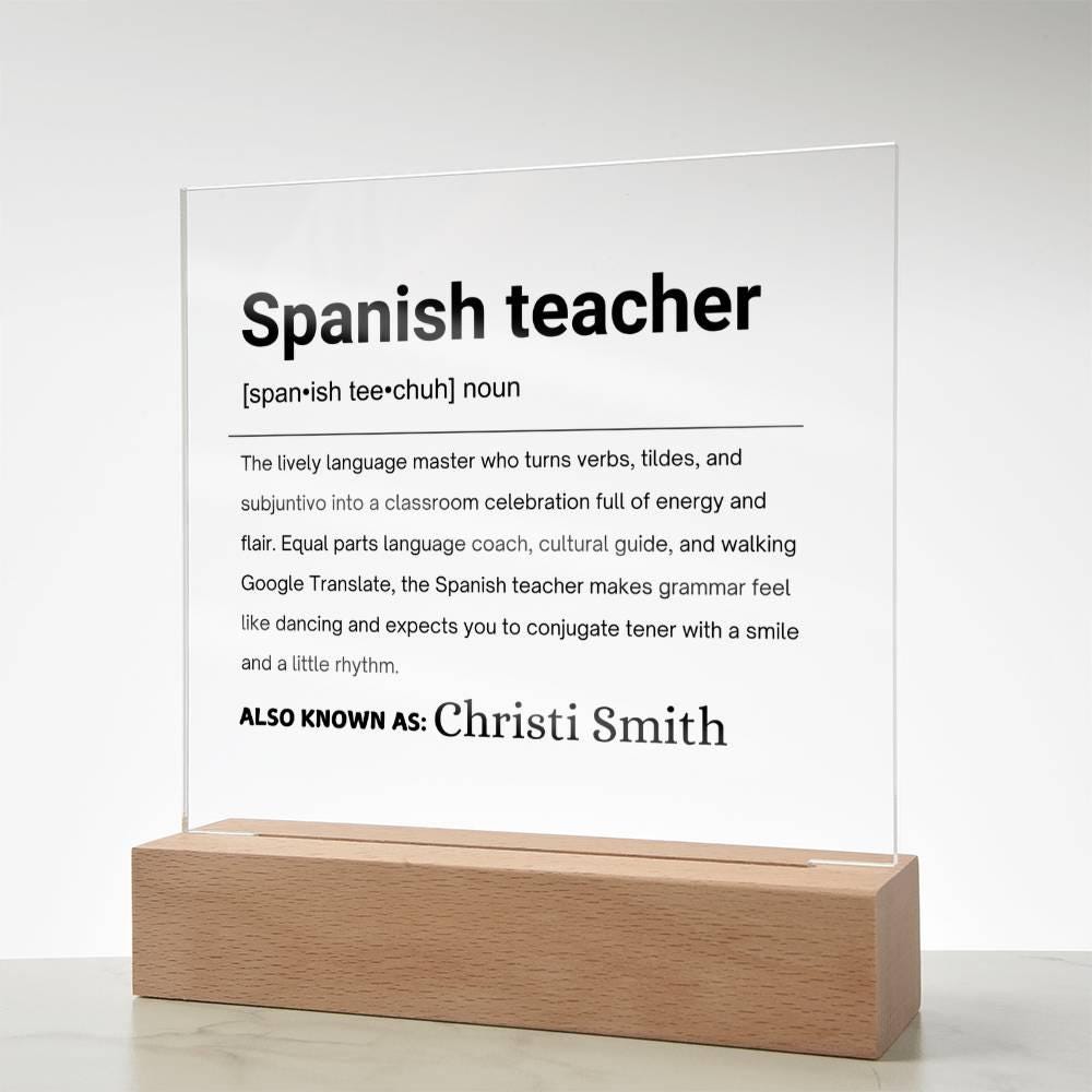 Spanish Teacher Gift Personalized Definition Acrylic Plaque – view 7