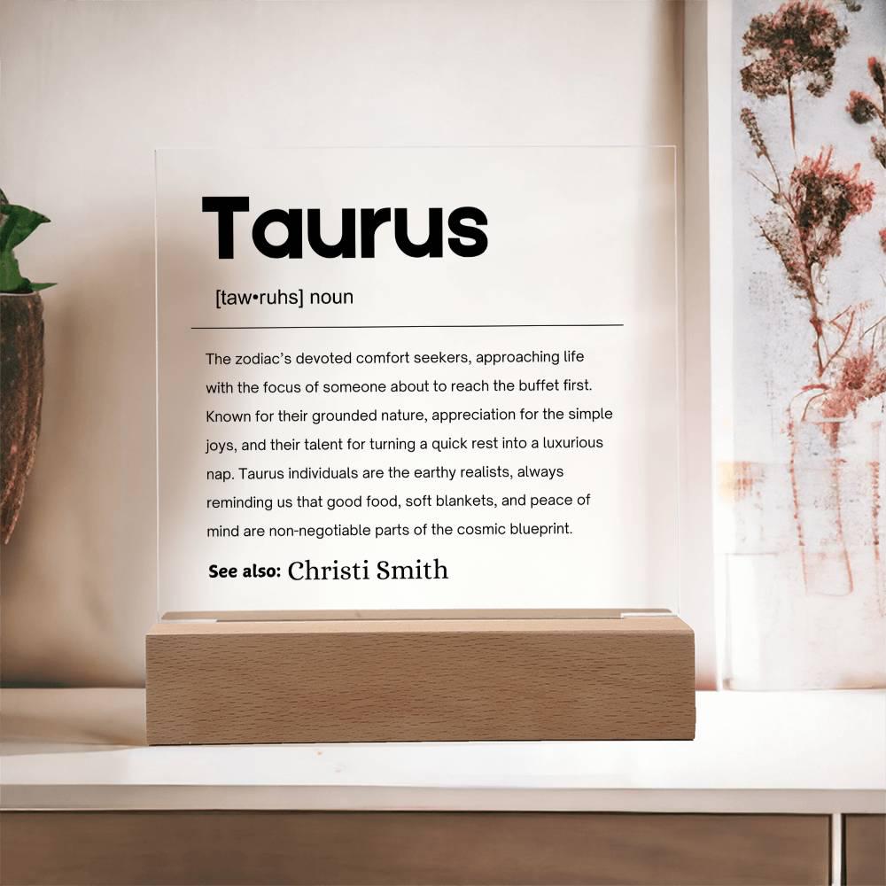 Taurus Zodiac Personalized Definition Acrylic Plaque – Gift for Taurus – view 2