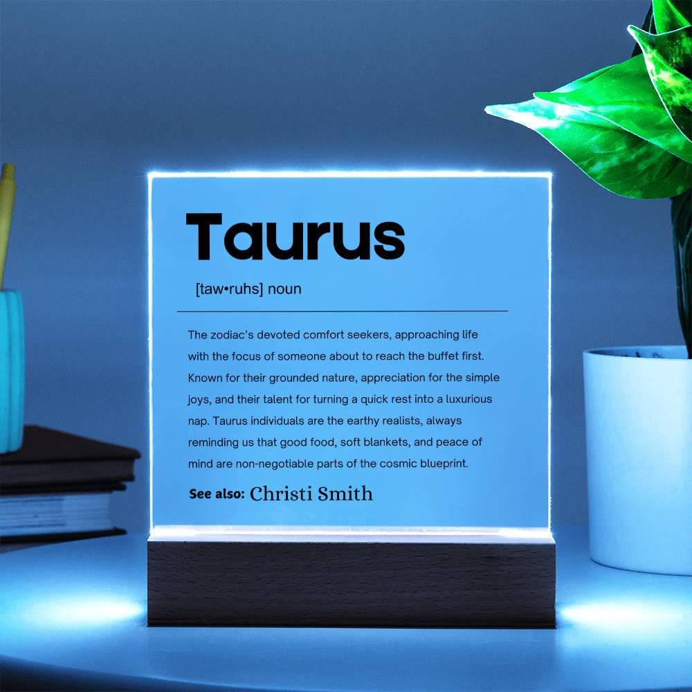 Taurus Zodiac Personalized Definition Acrylic Plaque – Gift for Taurus – view 3