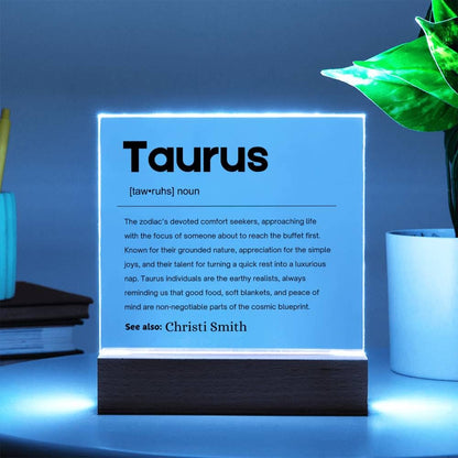 Taurus Zodiac Personalized Definition Acrylic Plaque – Gift for Taurus – view 3