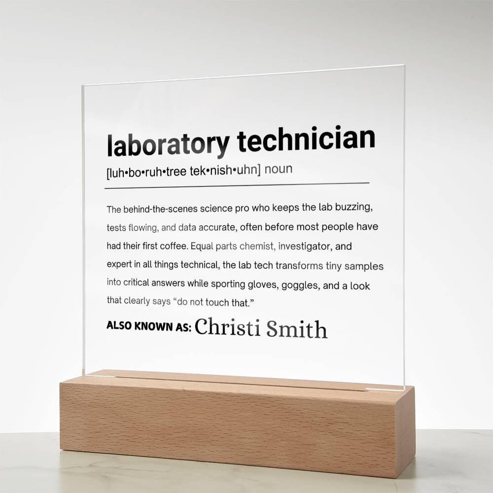 Laboratory Technician Gift Personalized Definition Acrylic Plaque – view 7