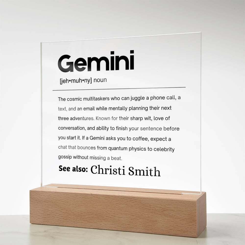 Gemini Zodiac Personalized Definition Acrylic Plaque – Gift for Gemini – view 7