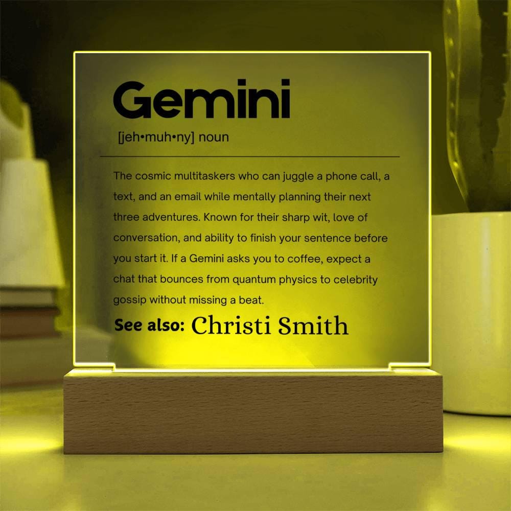 Gemini Zodiac Personalized Definition Acrylic Plaque – Gift for Gemini – view 4