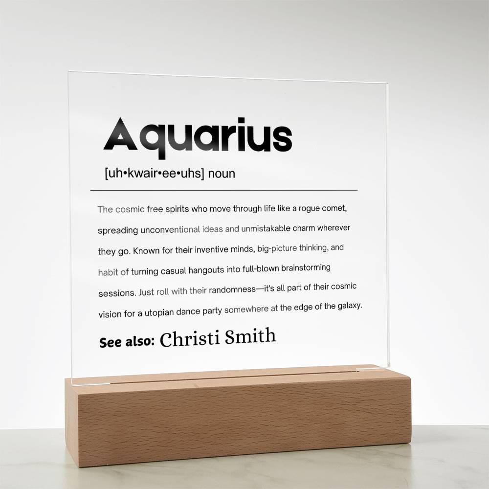 Aquarius Zodiac Personalized Definition Acrylic Plaque – view 8