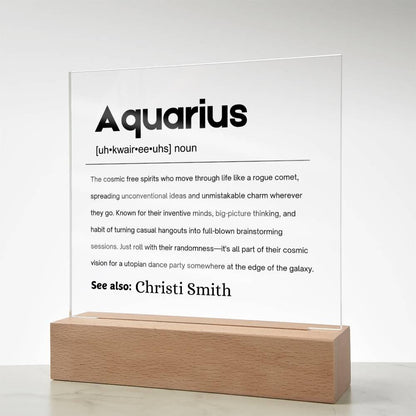 Aquarius Zodiac Personalized Definition Acrylic Plaque – view 7