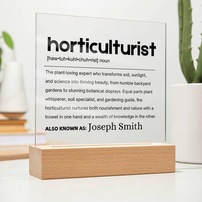Horticulturist Gift Personalized Definition Acrylic Plaque