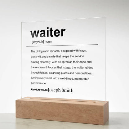 Waiter Gift Personalized Definition Acrylic Plaque – Gifts for Waiter