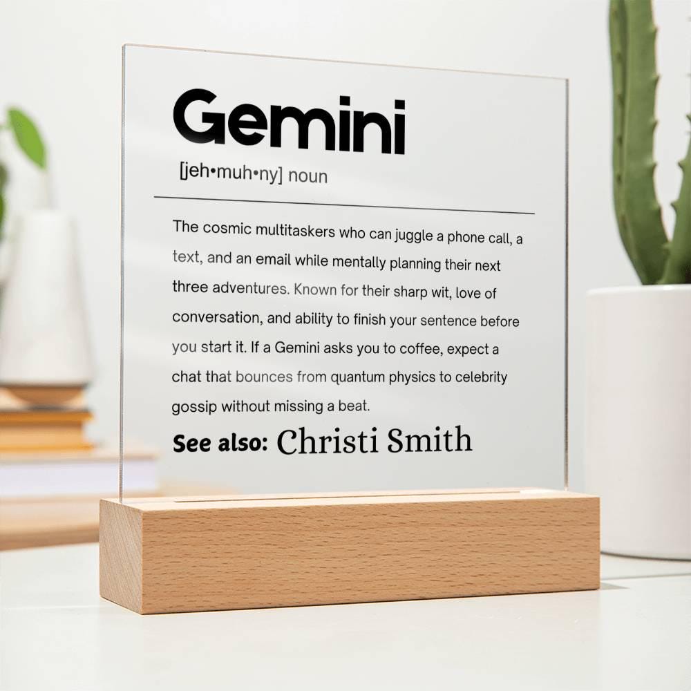 Gemini Zodiac Personalized Definition Acrylic Plaque – Gift for Gemini
