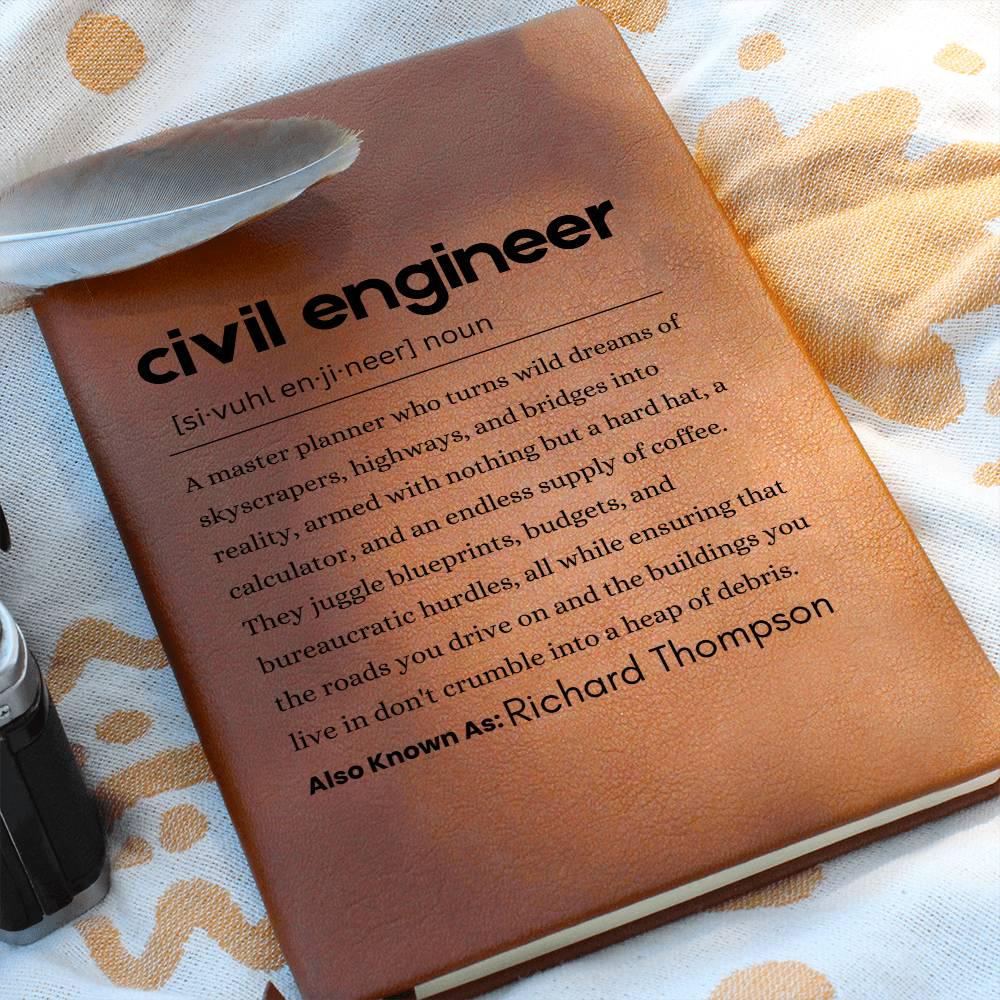 Personalized Civil Engineer Leather Journal