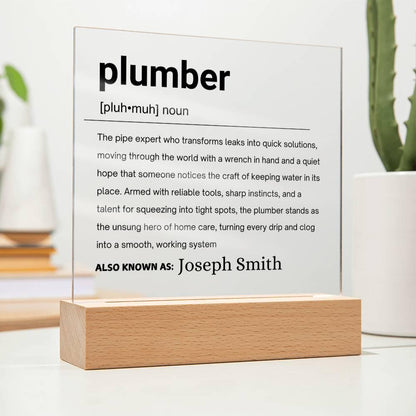 Plumber Gift Personalized Definition Acrylic Plaque