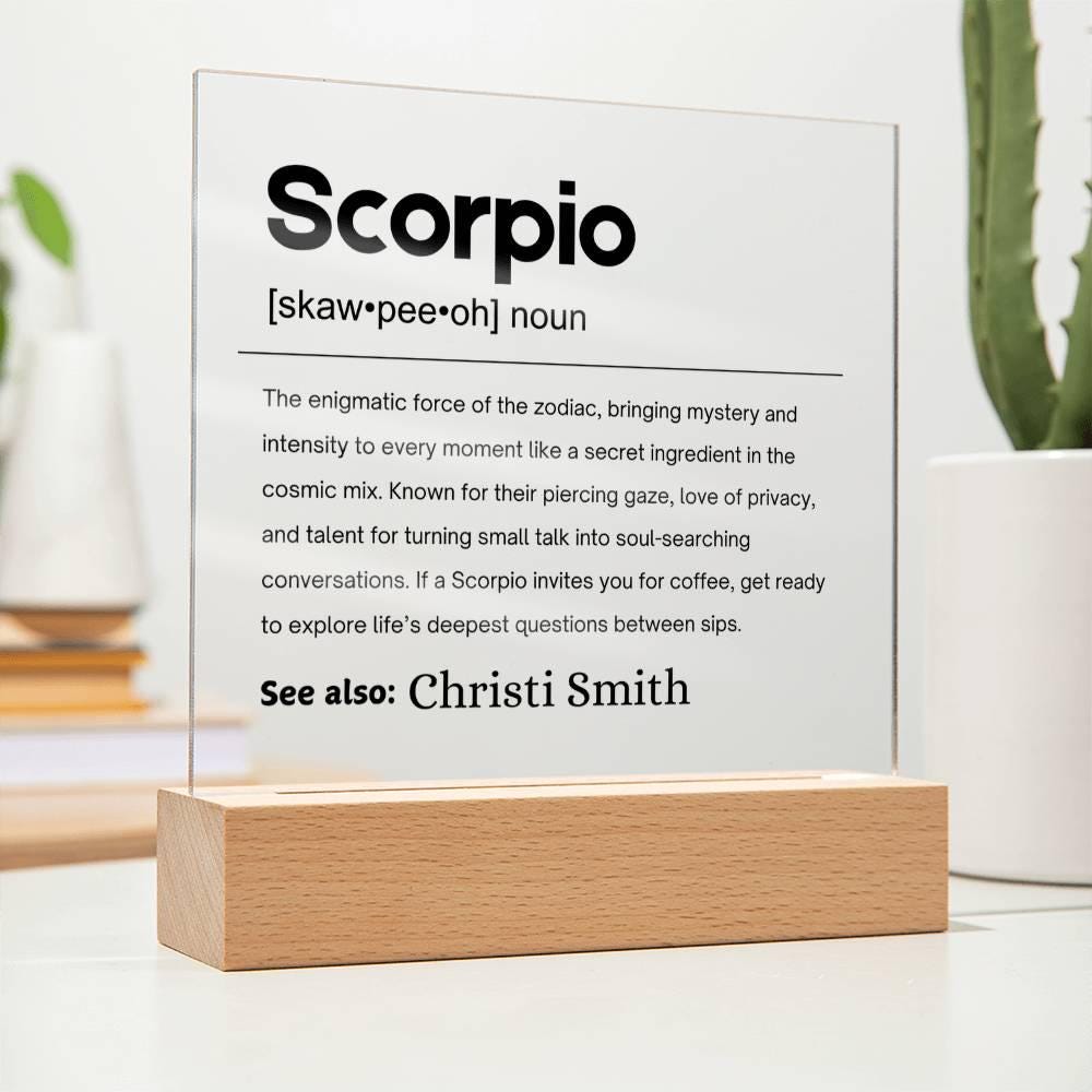 Scorpio Gift Personalized Definition Acrylic Plaque – Zodiac Plaque