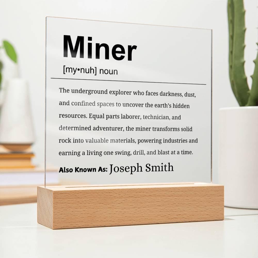 Miner Gift Personalized Definition Acrylic Plaque – Mine Employee Gift