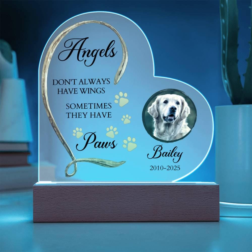 Personalized Dog Memorial Heart Acrylic Plaque – In Memory of Dog – view 3