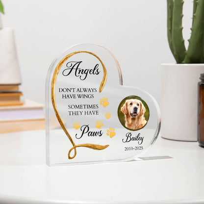 Personalized Dog Memorial Heart Acrylic Plaque – In Memory of Dog – view 2