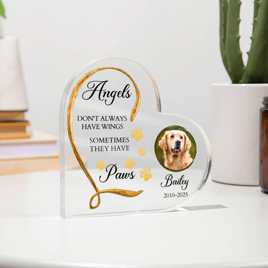 Personalized Dog Memorial Heart Acrylic Plaque – In Memory of Dog – view 2