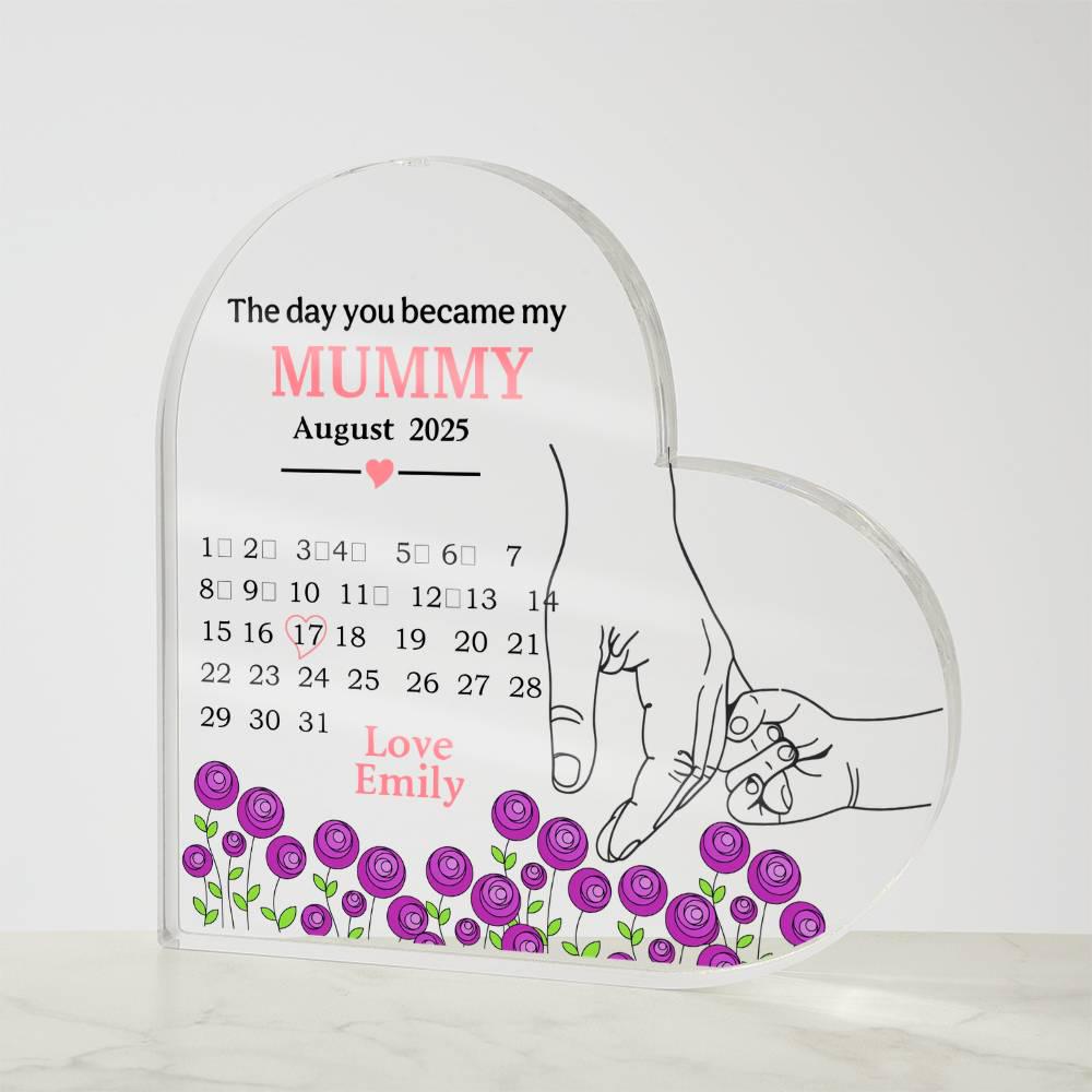 The day you became my Mummy Personalized Heart Acrylic Plaque – view 8