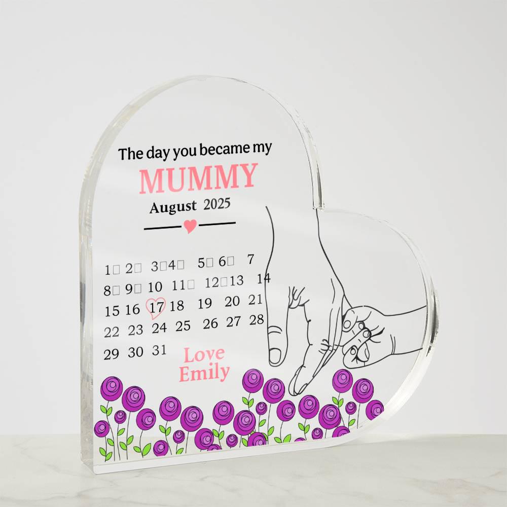 The day you became my Mummy Personalized Heart Acrylic Plaque – view 9