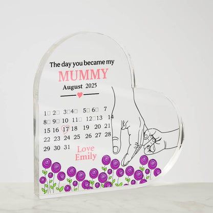 The day you became my Mummy Personalized Heart Acrylic Plaque – view 9