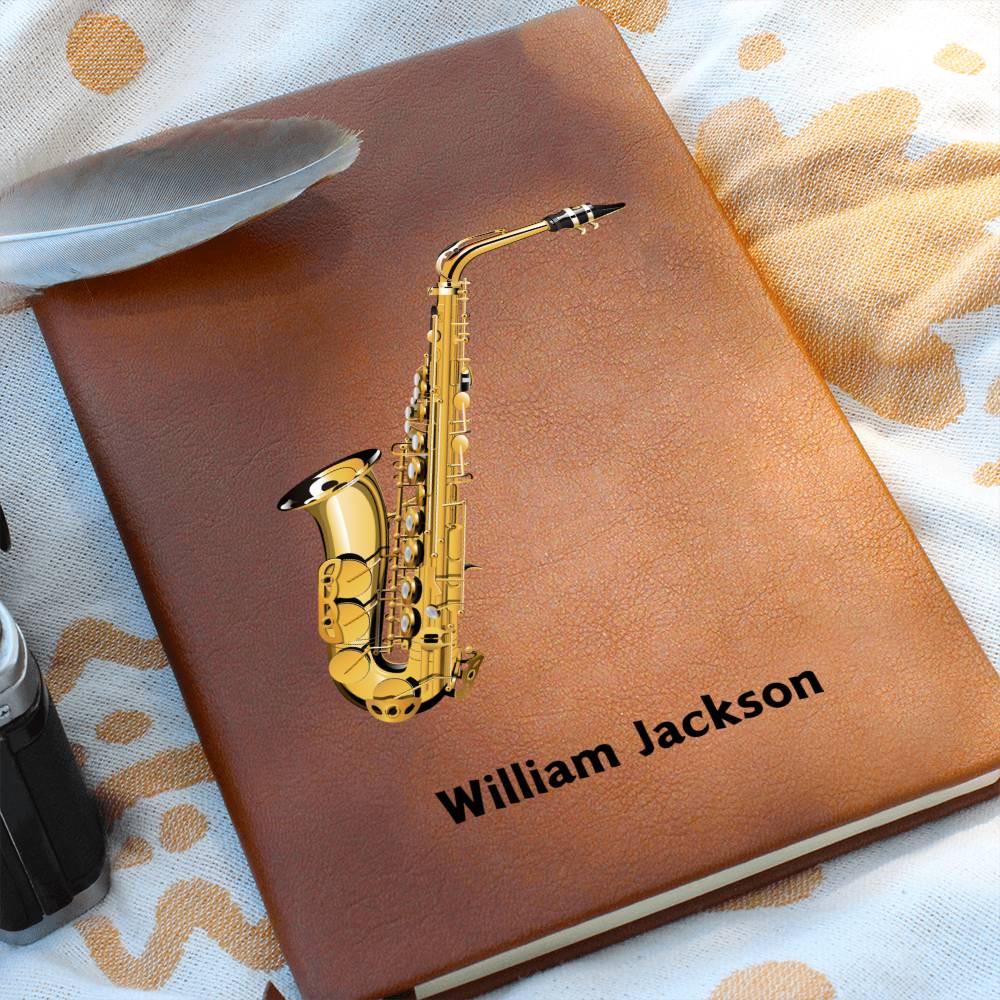 Personalized Saxophone Leather Journal – Gift for Saxophonists