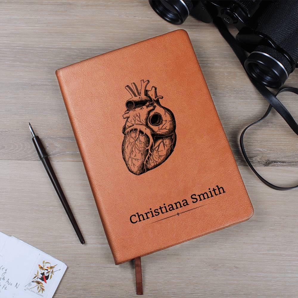 Personalized Anatomical Heart Leather Journal – Gift for Cardiologist – view 10