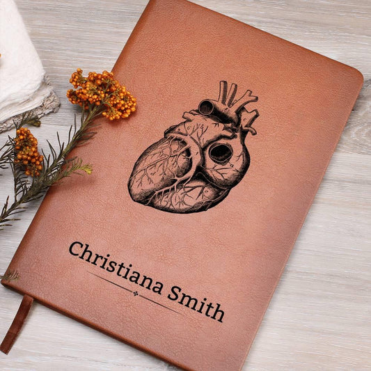 Personalized Anatomical Heart Leather Journal – Gift for Cardiologist – view 2