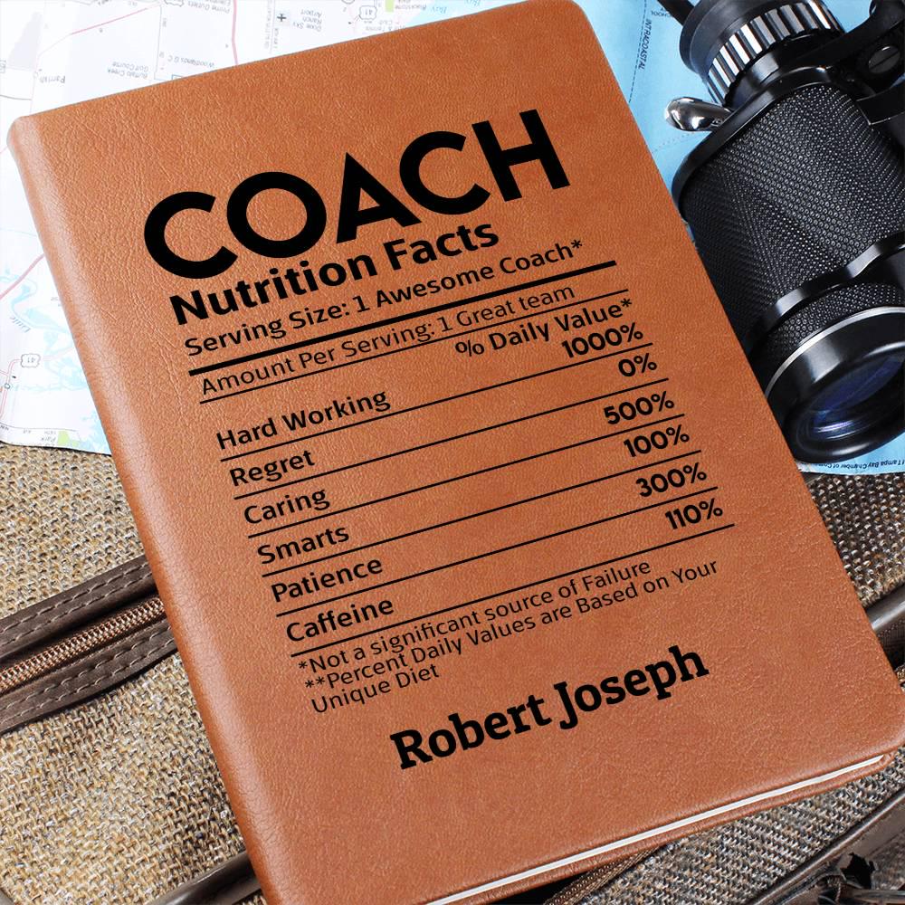 Coach Nutrition Facts Personalized Leather Journal – Gifts for Coach – view 6