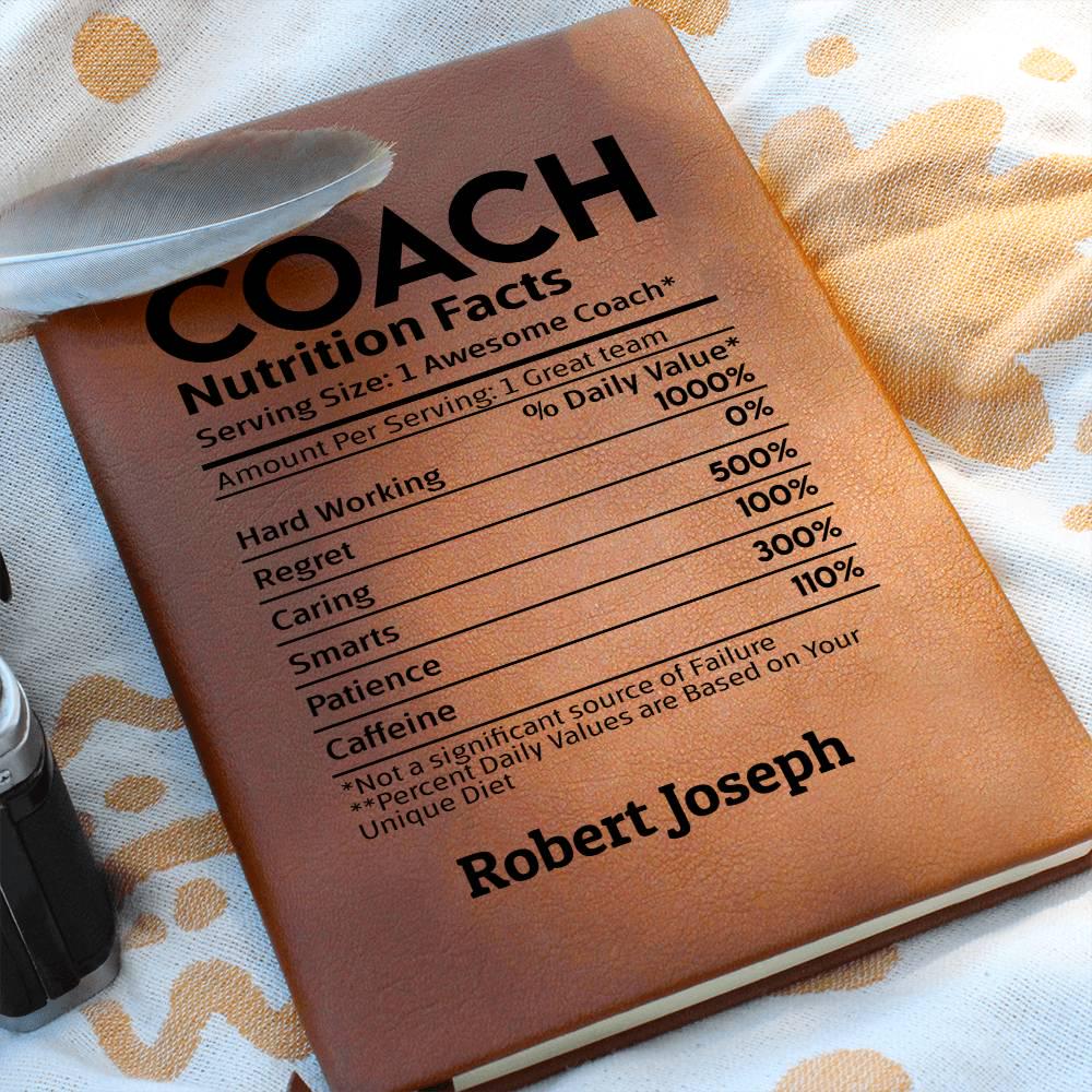 Coach Nutrition Facts Personalized Leather Journal – Gifts for Coach – view 5