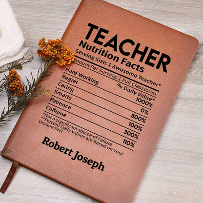 Teacher Nutrition Facts Personalized Leather Journal – view 5